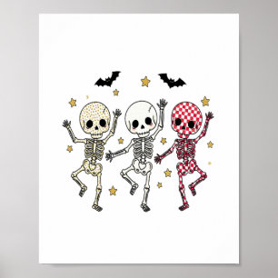 Cute Halloween Dancing Skeletons Poster