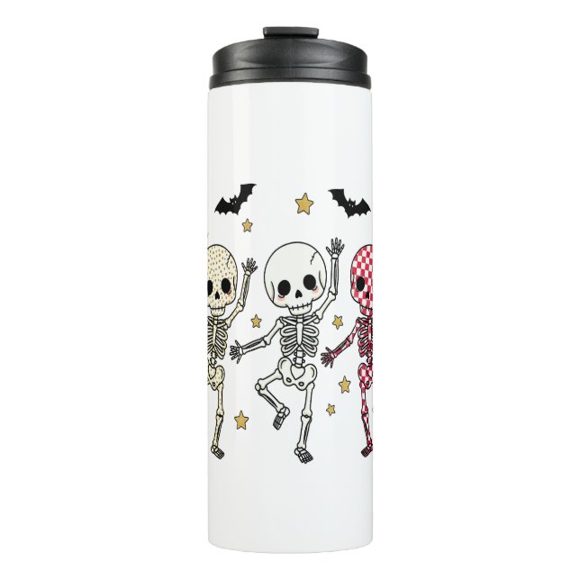 Cute Halloween Dancing Skeletons Thermal Tumbler (Front)