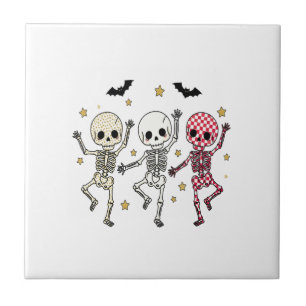 Cute Halloween Dancing Skeletons Tile