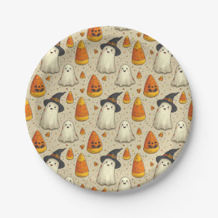 Cute Halloween Decoration Ghosts Paper Plate