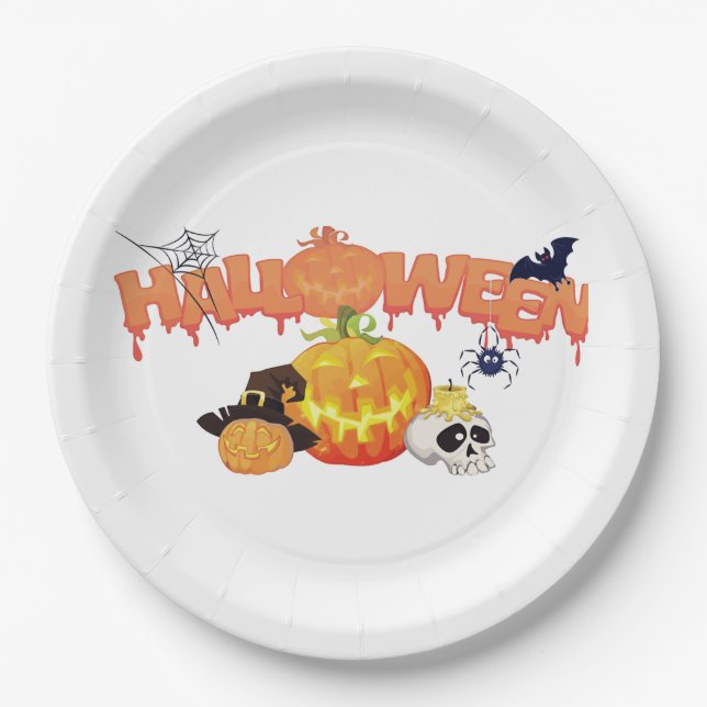 Cute Halloween Decorations Paper Plate (Front)