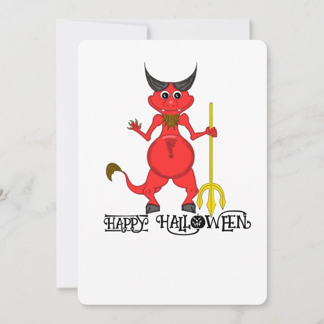 Cute Halloween Demon Holiday Card (Front)