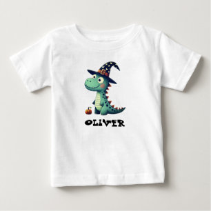 Cute Halloween Dinosaur Wearing Witch Hat Baby T-Shirt