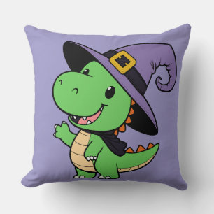 Cute Halloween Dinosaur Witch Halloween Cushion