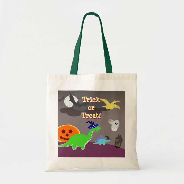 Cute Halloween Dinosaurs Trick or Treat Bag (Front)