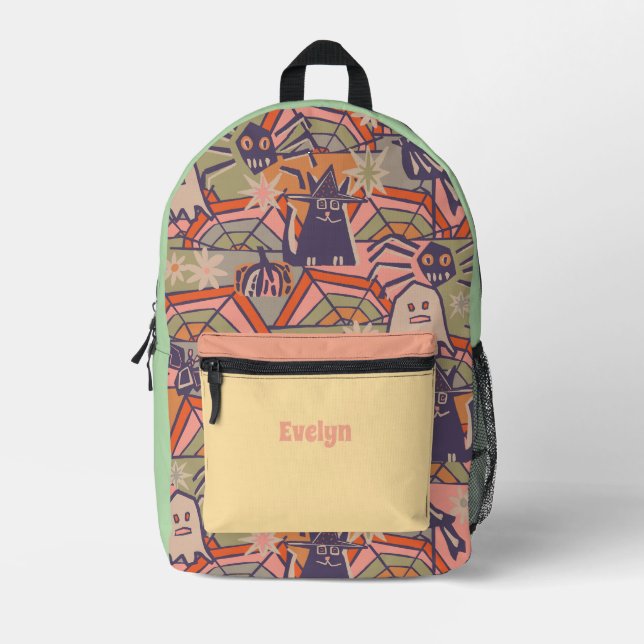 Cute Halloween Disco Printed Backpack (Front)
