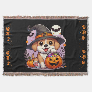 Cute Halloween dog/puppy Throw Blanket