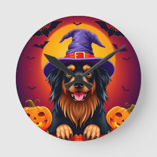 Cute halloween dog round clock