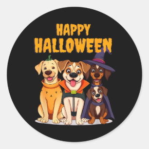 Cute Halloween Dogs Funny - Unique Design Classic Round Sticker