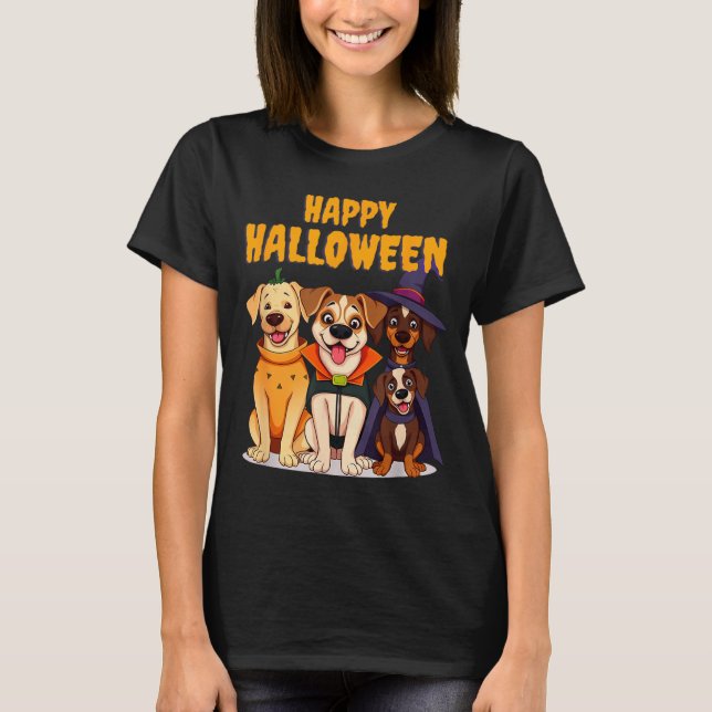 Cute Halloween Dogs Funny - Unique Design T-Shirt (Front)