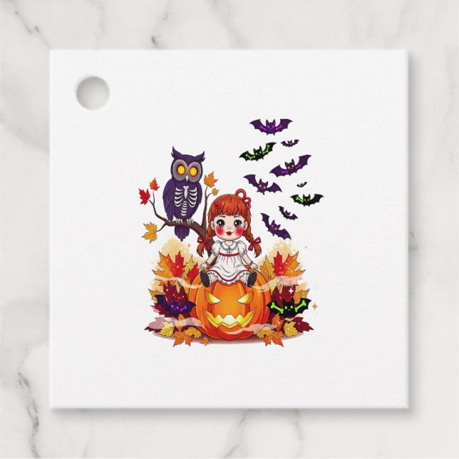 Cute Halloween Doll Owl Favour Tags (Front)