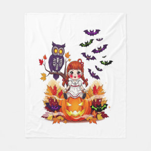 Cute Halloween Doll Owl Fleece Blanket