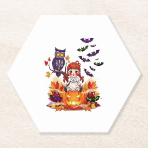 Cute Halloween Doll Owl Paper Coaster