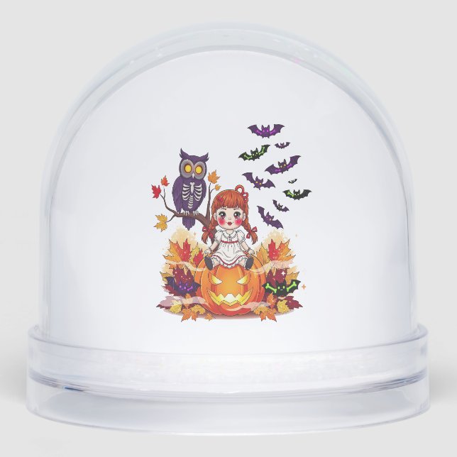 Cute Halloween Doll Owl Snowglobe (Front)