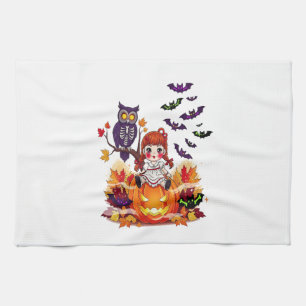 Cute Halloween Doll Owl Tea Towel