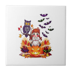 Cute Halloween Doll Owl Tile