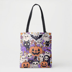 Cute Halloween Doodle Collage Tote Bag