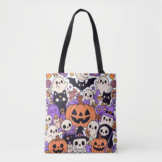 Cute Halloween Doodle Collage Tote Bag (Front)