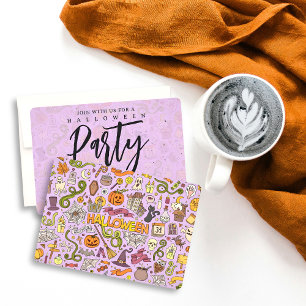 Cute Halloween Doodle Pattern Invitation