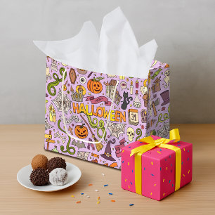 Cute Halloween Doodle Pattern Large Gift Bag