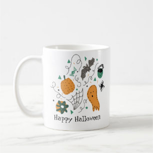 Cute Halloween Doodles Pumpkin Ghost Bat Coffee Mug