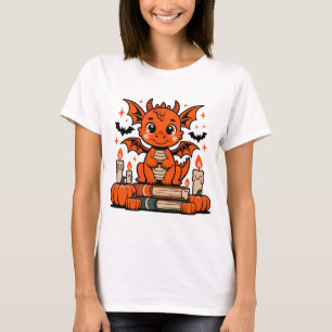 Cute Halloween Dragon with Books T-Shirt