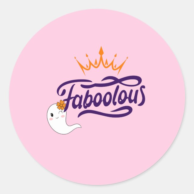 Cute Halloween, Faboolous, Cute Ghost, Preppy  Classic Round Sticker (Front)