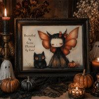 Cute Halloween Fairy Cat Whimsical Wall Art