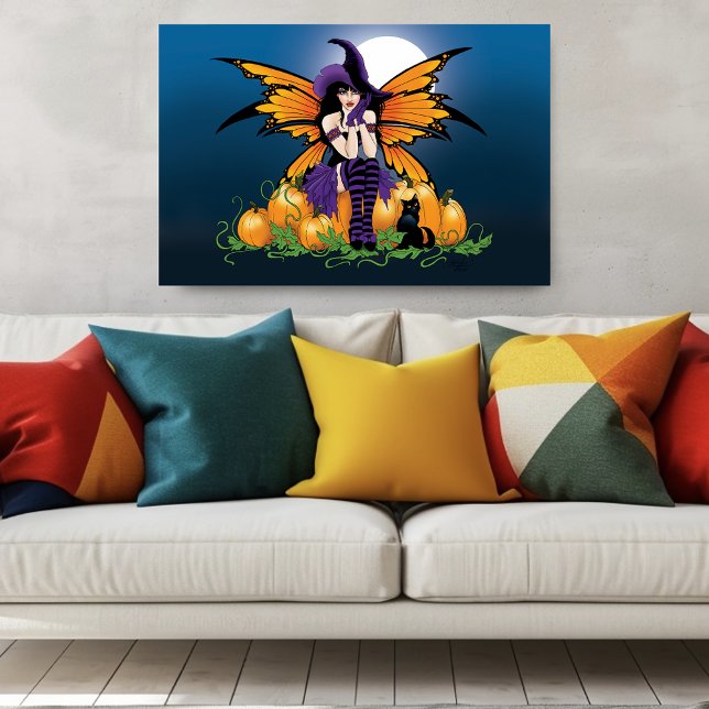 Cute Halloween Fairy Pumpkin Patch Black Cat Poster (Creator Uploaded)