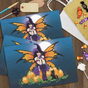 Cute Halloween Fairy Pumpkin Patch Black Cat Tissue Paper