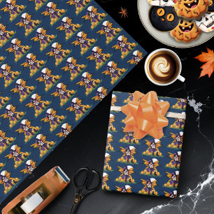 Cute Halloween Fairy Pumpkin Patch Black Cat Wrapping Paper