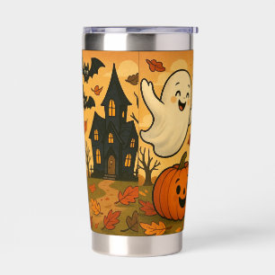 Cute Halloween/fall ghost pumpkin cartoon Insulated Tumbler