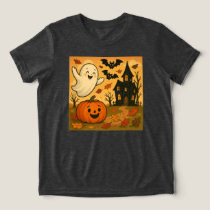 Cute Halloween/fall ghost pumpkin cartoon Tri-Blend Shirt