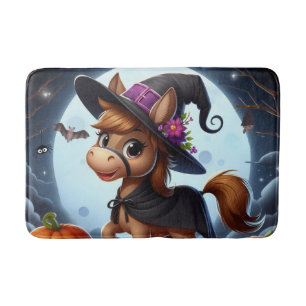 Cute Halloween/Fall horse, bat & pumpkins Bath Mat