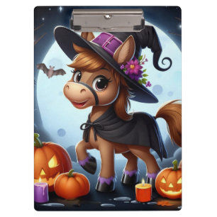 Cute Halloween/Fall horse, bat & pumpkins Clipboard