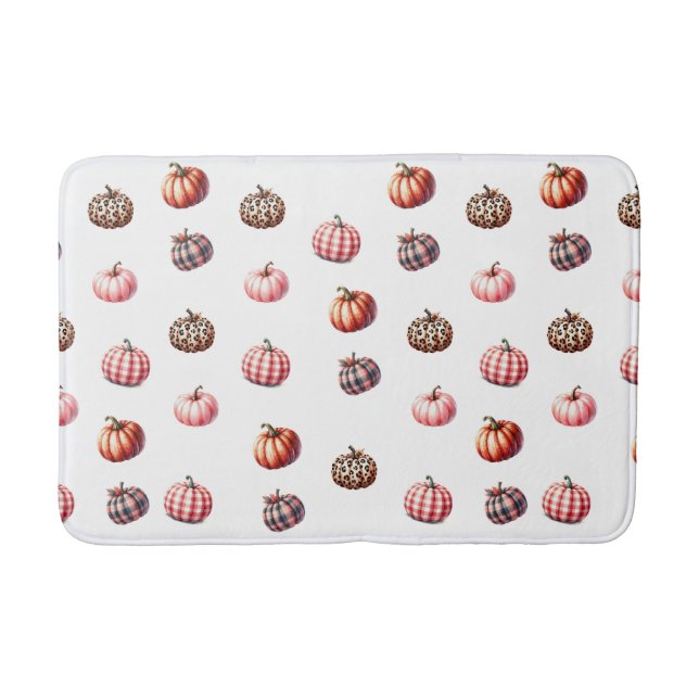 cute Halloween/Fall pumpkin pattern Bath Mat (Front)