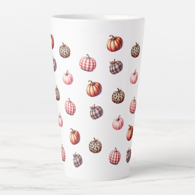 cute Halloween/Fall pumpkin pattern Latte Mug (Front)