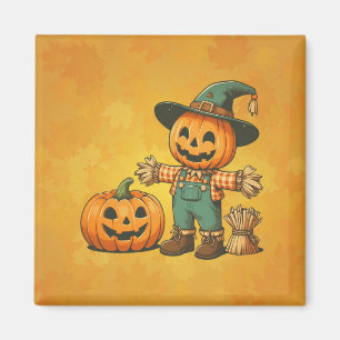 Cute Halloween/Fall scarecrow and pumpkin Magnet
