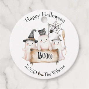 Cute Halloween Favour Tags with Witch Hat, Pumpkin