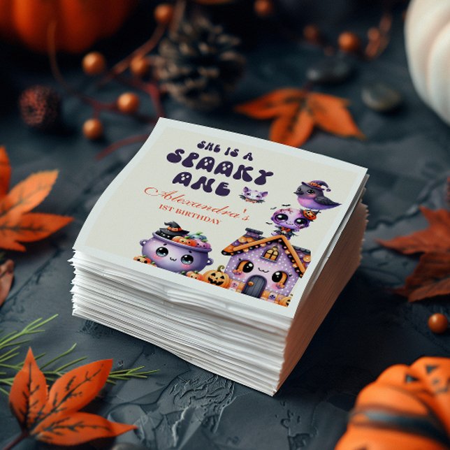 Cute Halloween First Birthday  Napkin (Creator Uploaded)