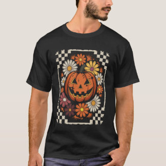 Cute Halloween Floral Fall Pumpkin with Flowers Me T-Shirt