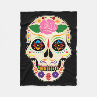 Cute Halloween Floral Rose Sugar Skull Dia De Los Fleece Blanket