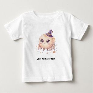 Cute Halloween Fluffy Spider with Witch Hat Colore Baby T-Shirt