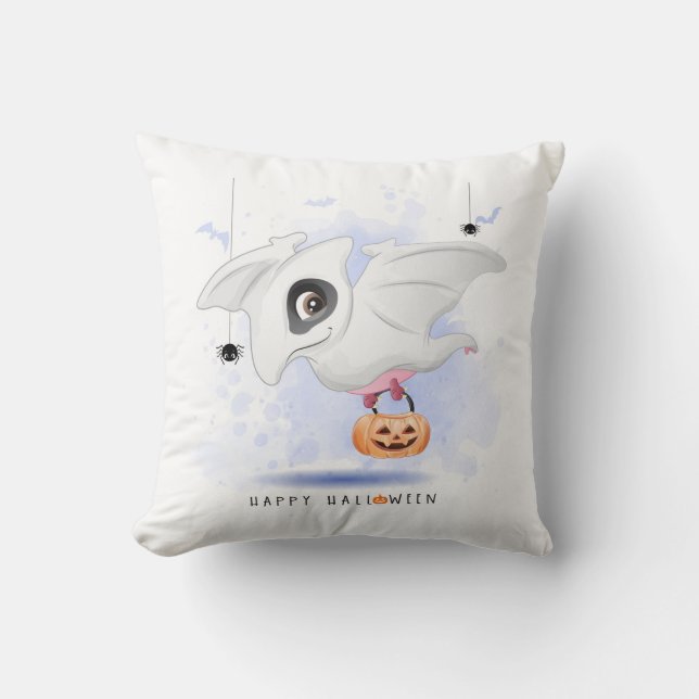 Cute Halloween Flying Dinosaur Spider Flying Bat Cushion (Front)