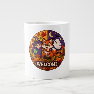 Cute Halloween Fox Witch Ghost Fall Autumn Welcome Large Coffee Mug