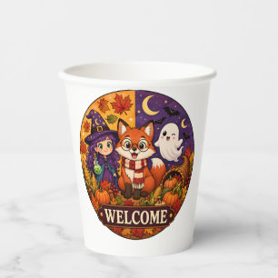 Cute Halloween Fox Witch Ghost Fall Autumn Welcome Paper Cups