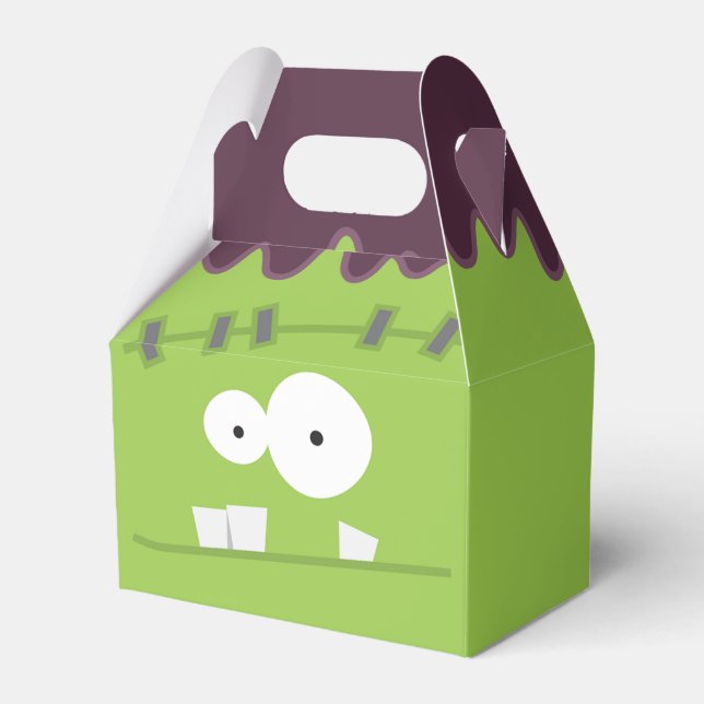 Cute Halloween Frankenstein Monster Face Favour Box (Front Side)