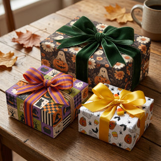 Cute Halloween Fun Wrapping Paper Sheet