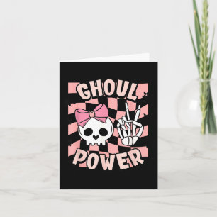 Cute Halloween Funny Girl Ghoul Power Pink Skull Card