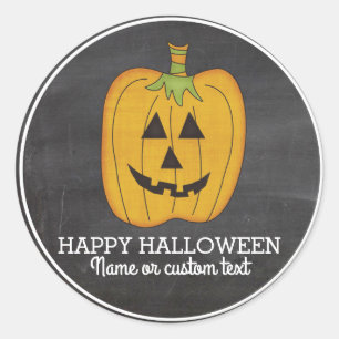 Cute Halloween Funny Pumpkin Jack O Lantern Custom Classic Round Sticker
